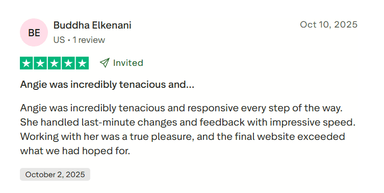Screenshot of a review on TrustPilot