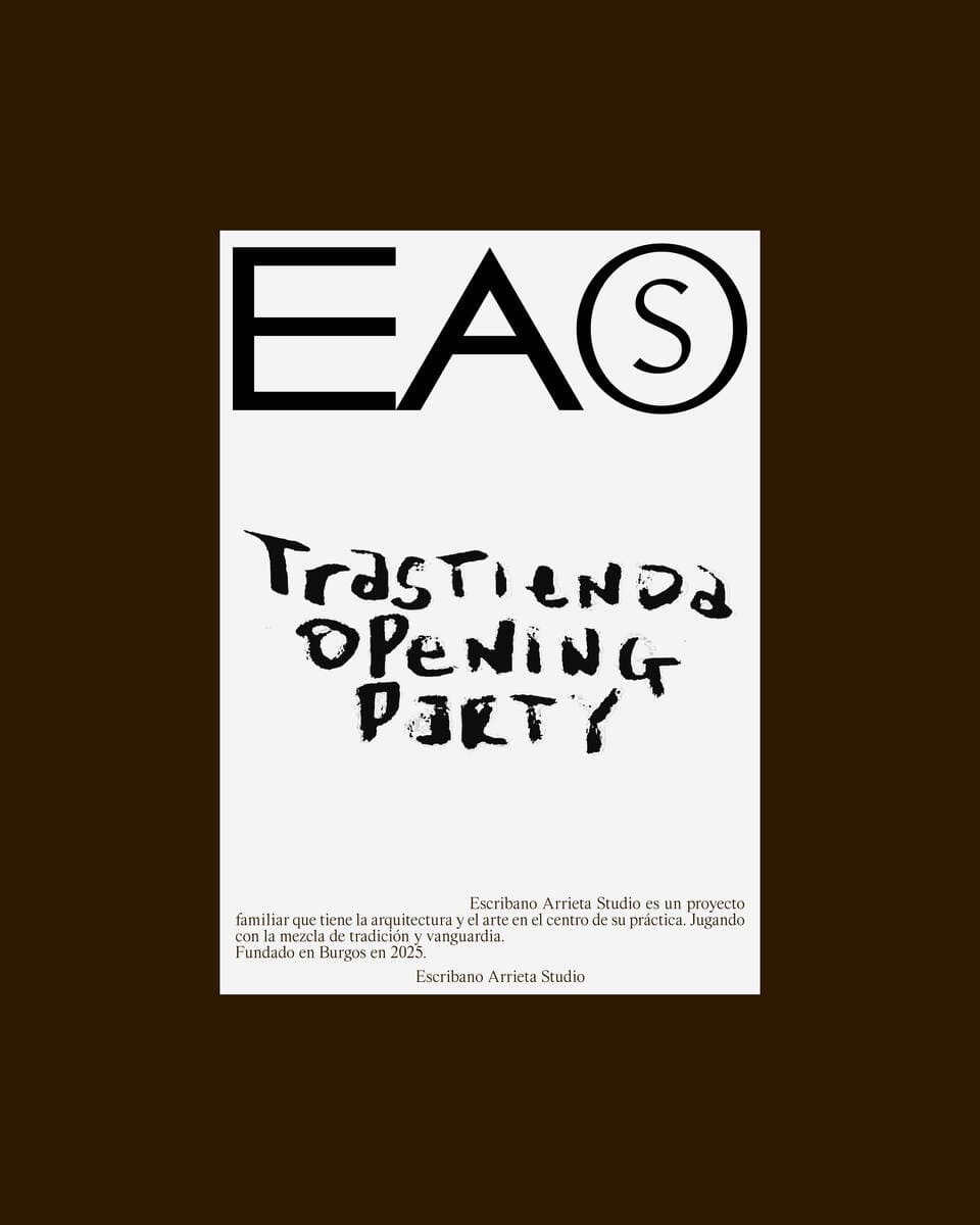Design in a white paper with organic letters and EAS logo.