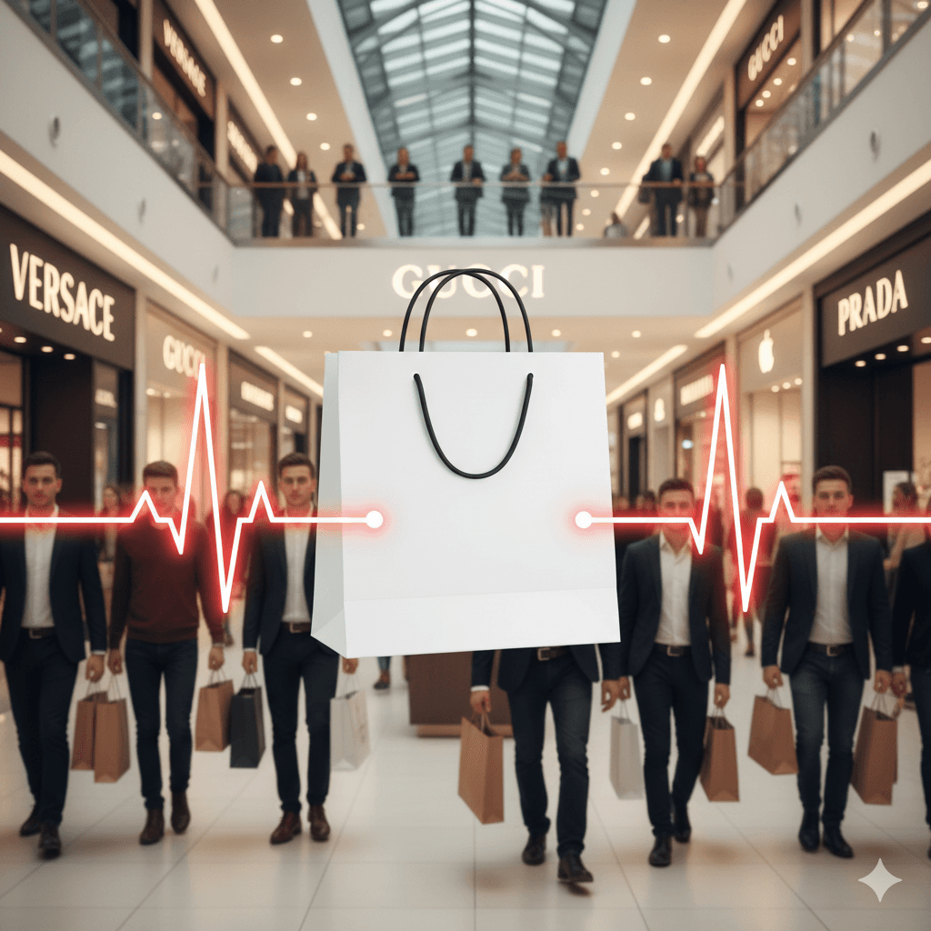 Modern high-street retail mall interior with heartbeat shopping icon in Sector 37 Gurugram