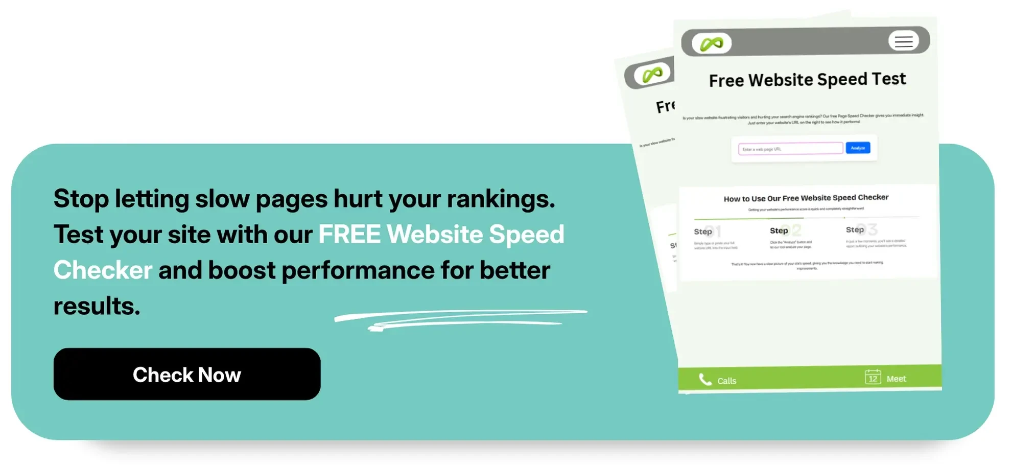 Coozmoo website speed checker banner with call-to-action button.