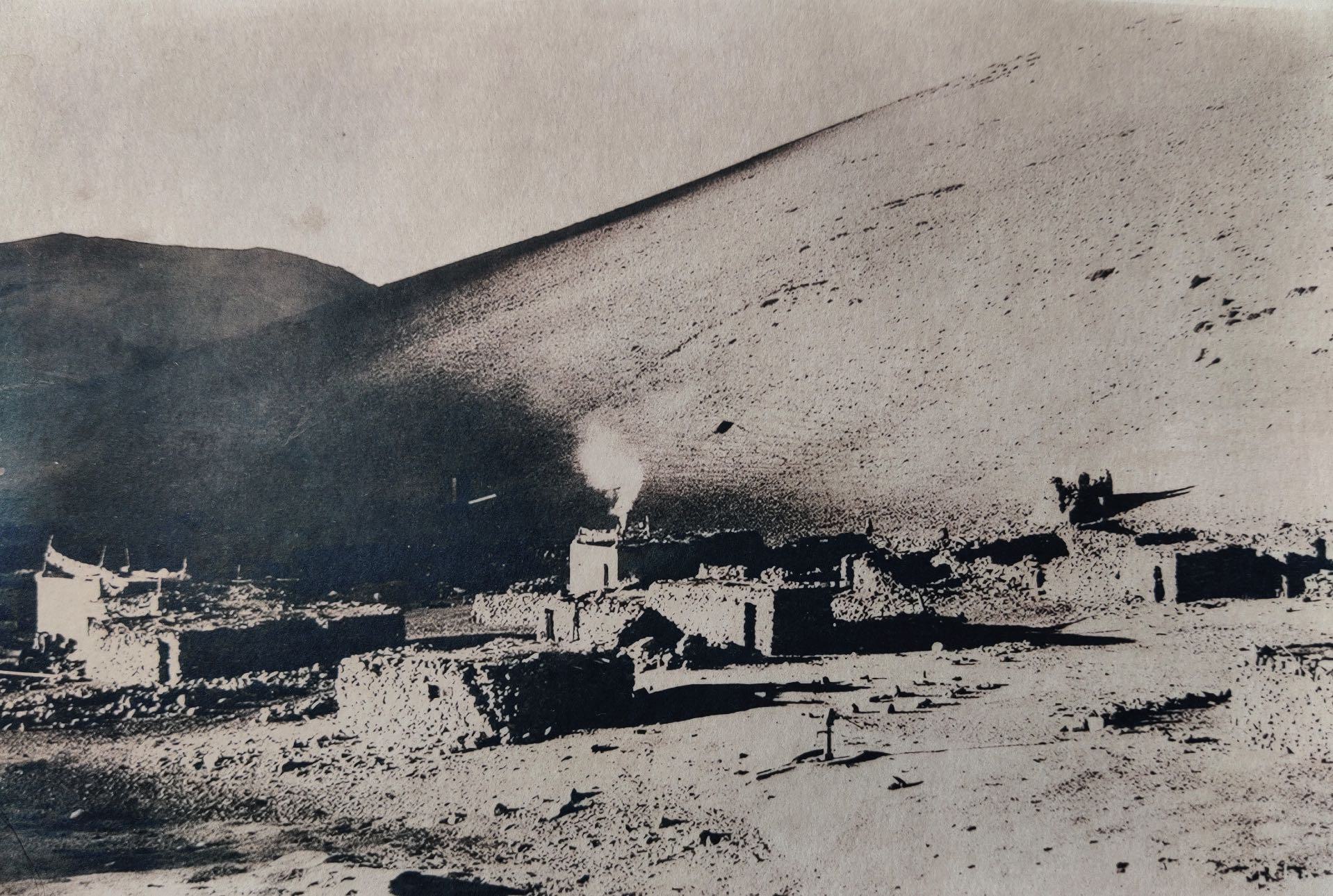 herd of sheep on road painting