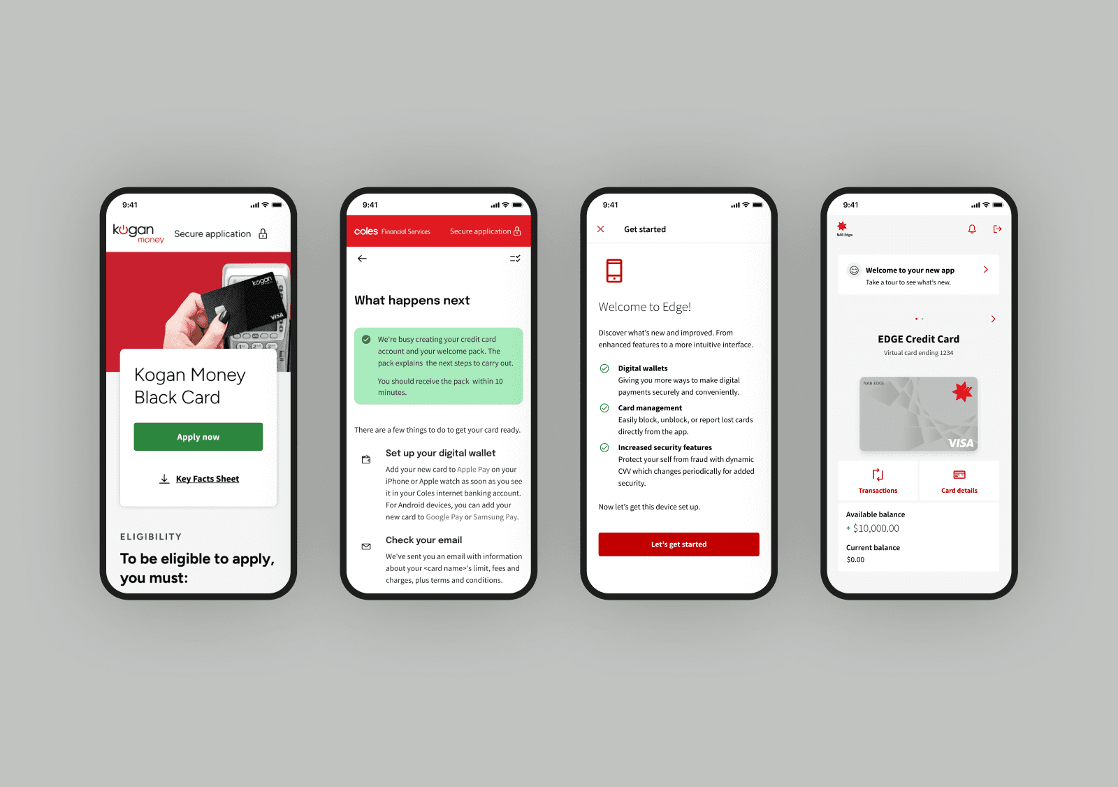 Images of screens from the white labeled application forms