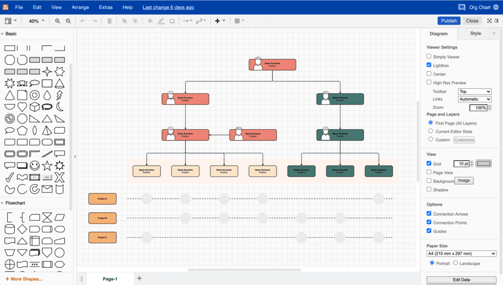 Draw.io software interface