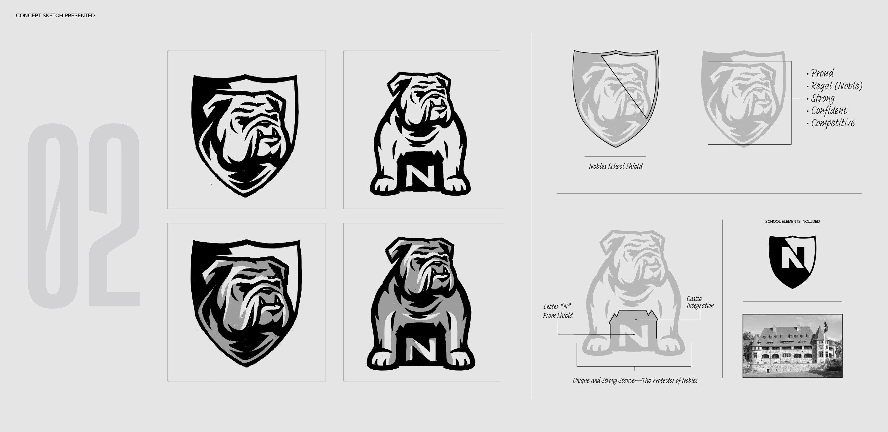 Nobles Athletics concept sketch 02 presented with design rationale.