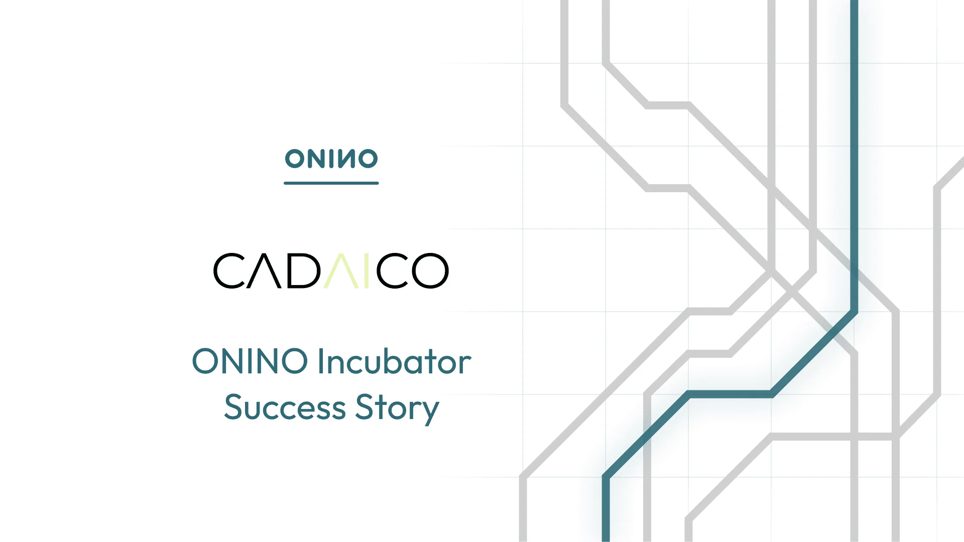 CADAICO and ONINO incubator success story cover graphic with circuit line background