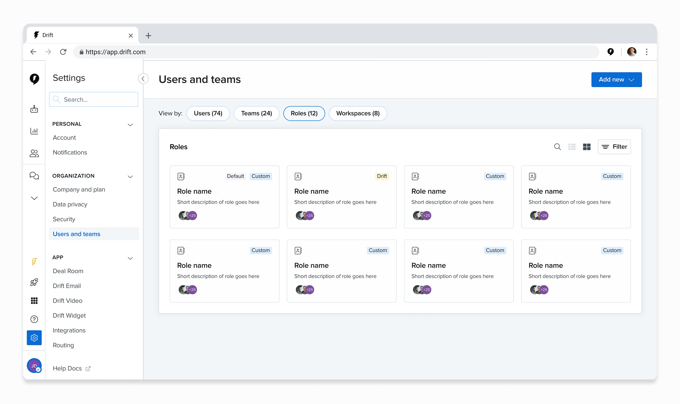 Users and Teams Settings