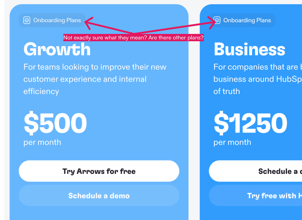 Arrows's pricing page