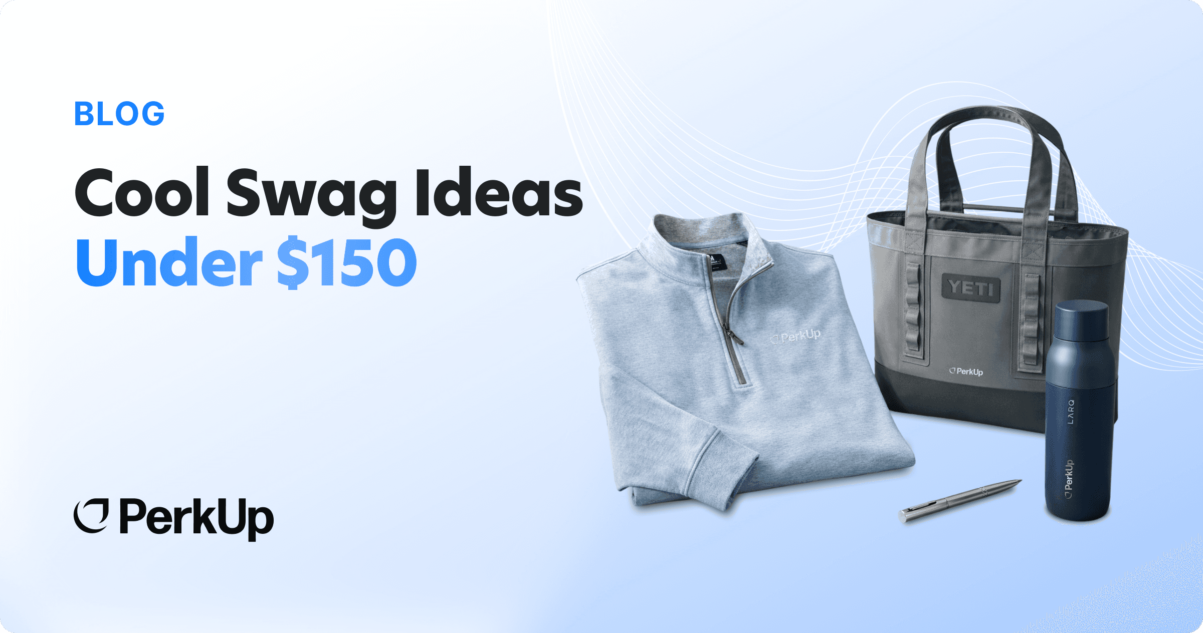 Cool swag ideas under $150 with a polo, a bag, a pen, and an Ocean tumbler.