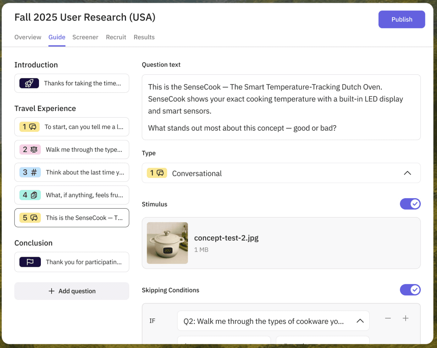 Guide set up feature of the Outset platform