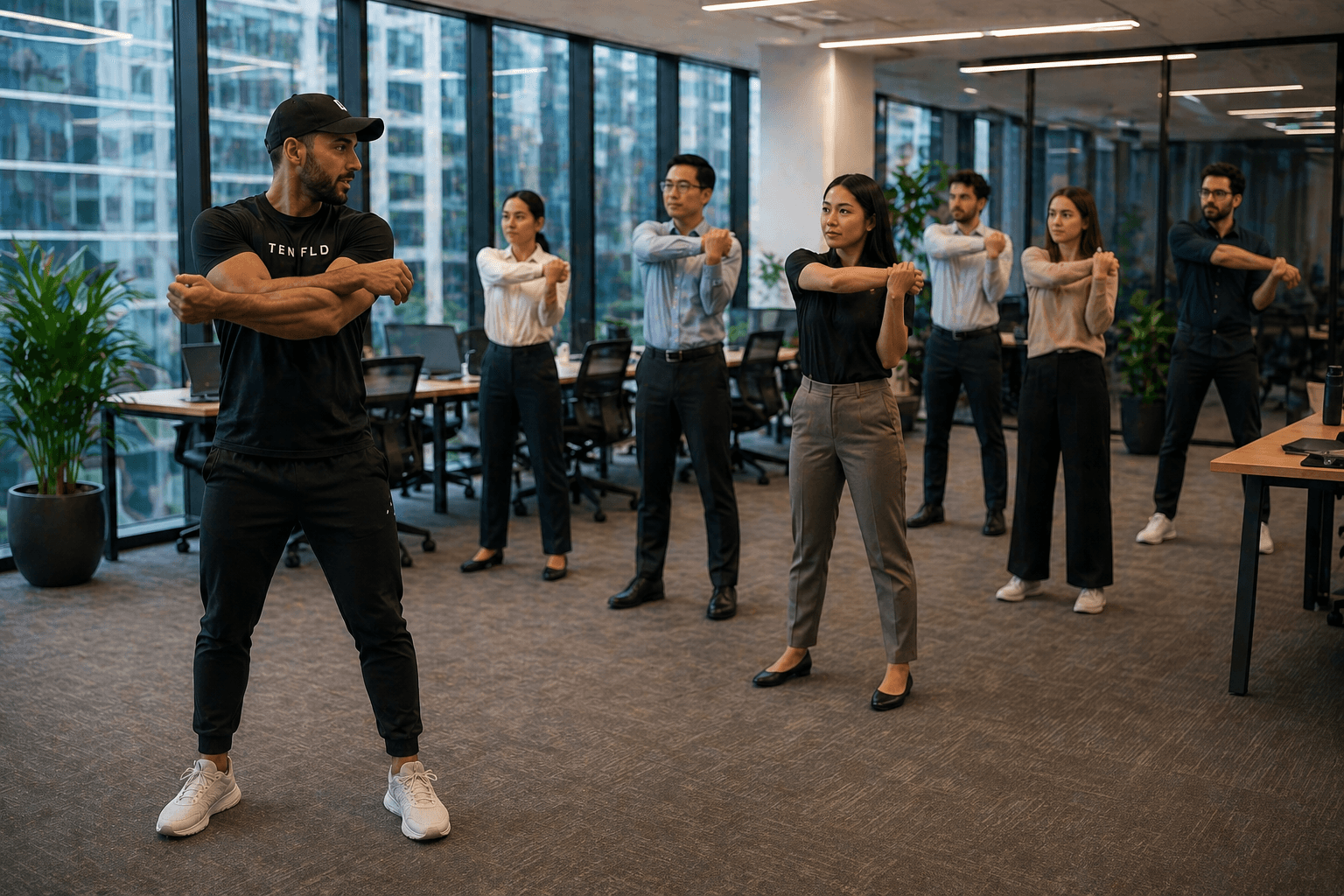 Ten Fld trainer with child teaching boxing for youth