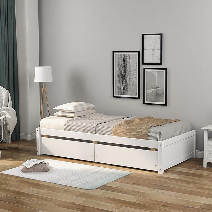 The white wooden single bed with storage is a stylish addition that complements any interior design.