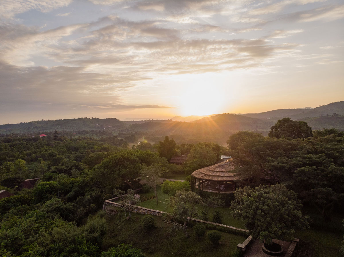 An aerial view of the Kyambura Lodge