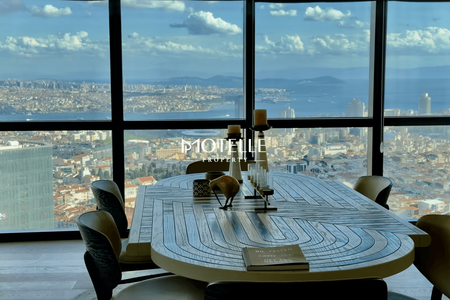 180 degree Bosphorus and Istanbul skyline views from luxury penthouse