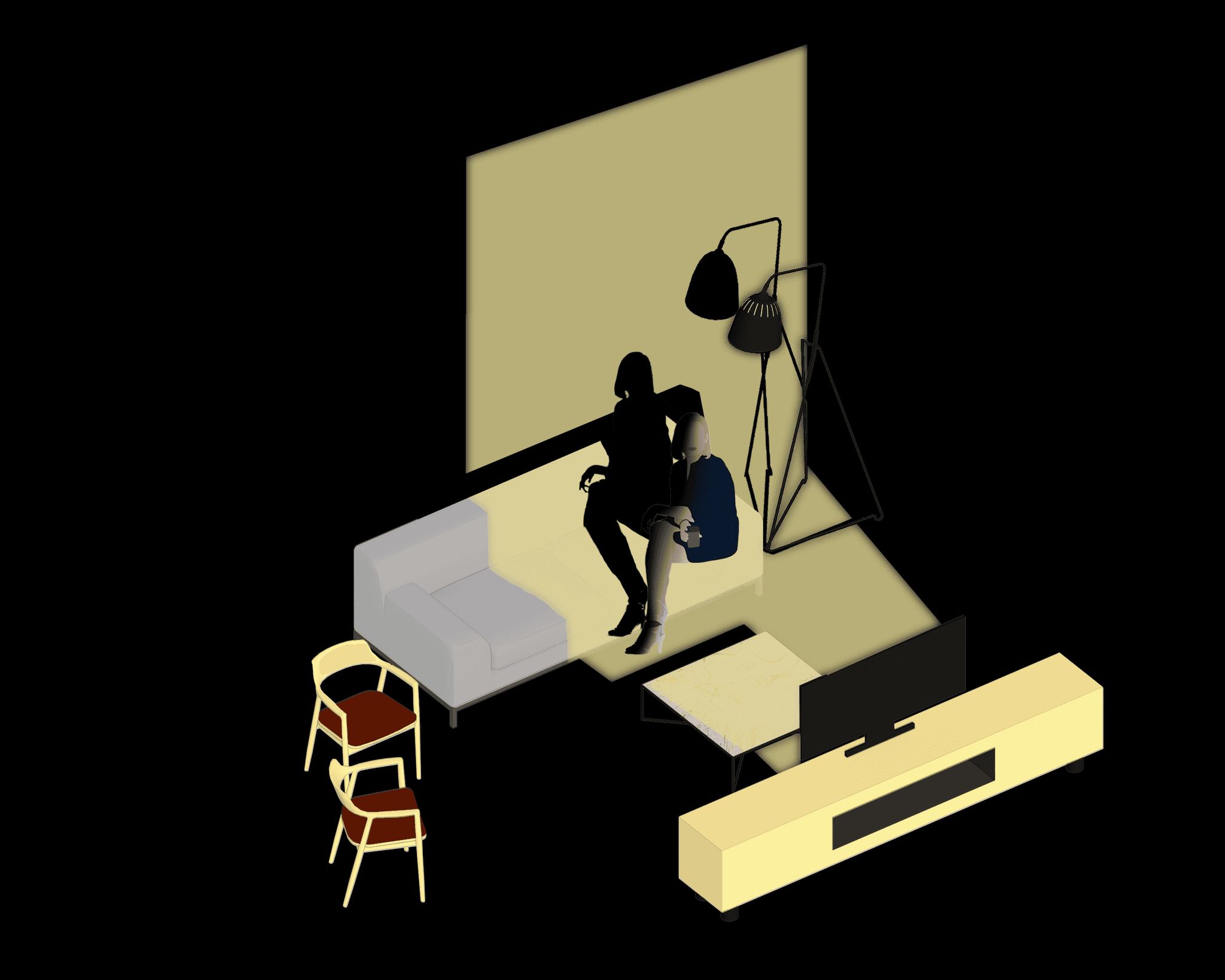 A person sitting in a chair in a room, engrossed in reading a book with sunlight streaming from the TV.
