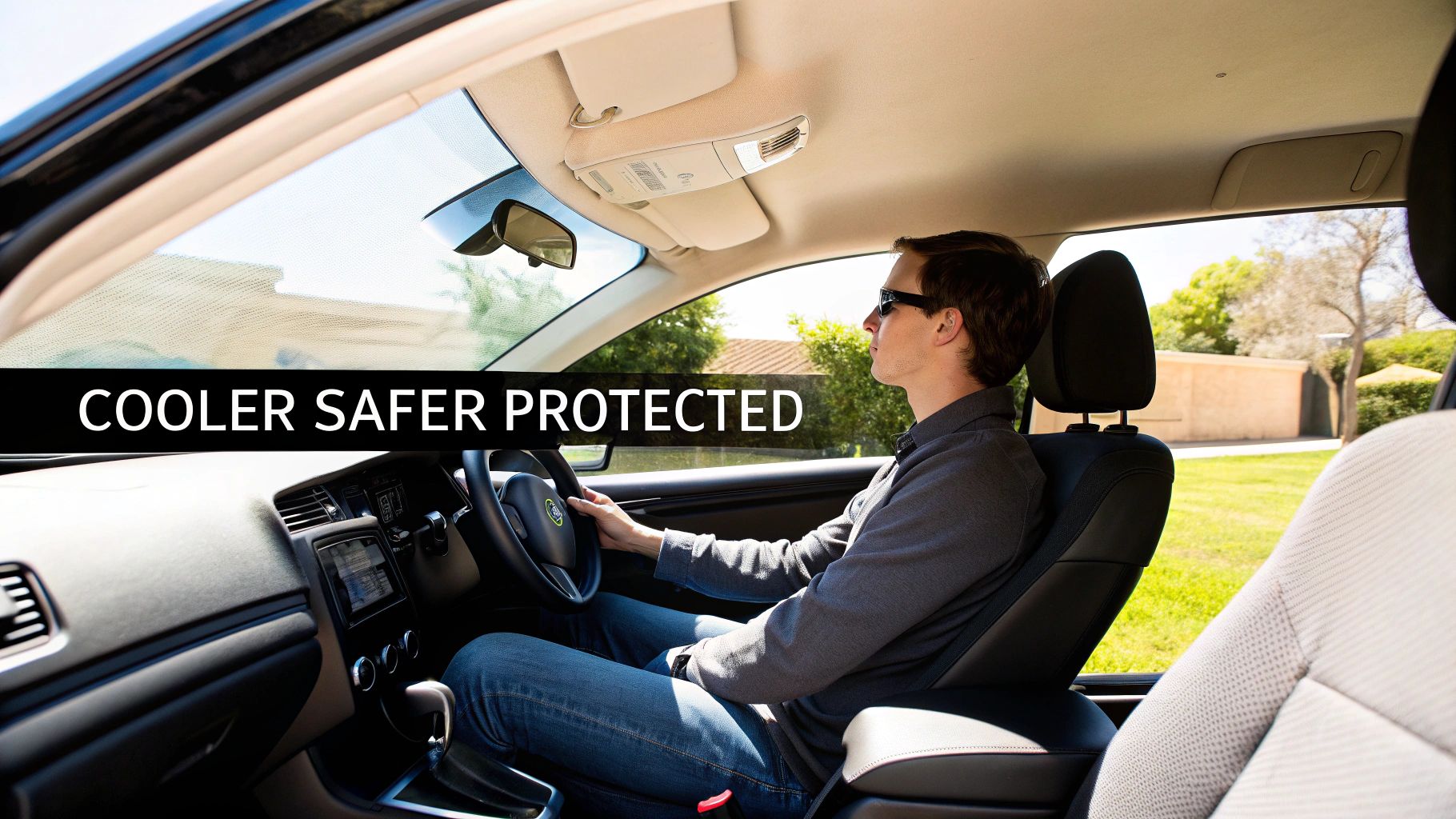Car with newly tinted windows being inspected