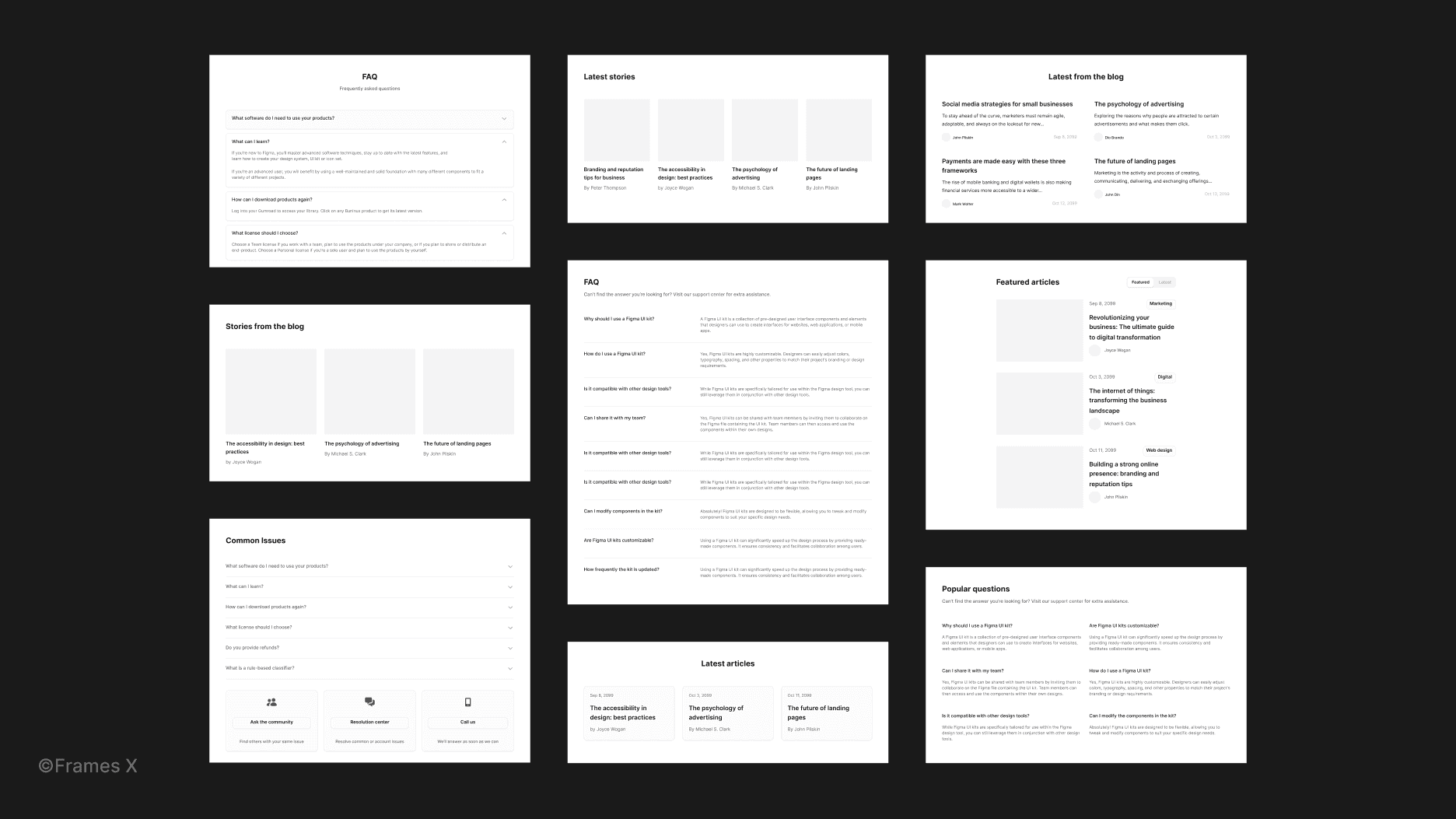 Faq and Blog UI Templates in Figma