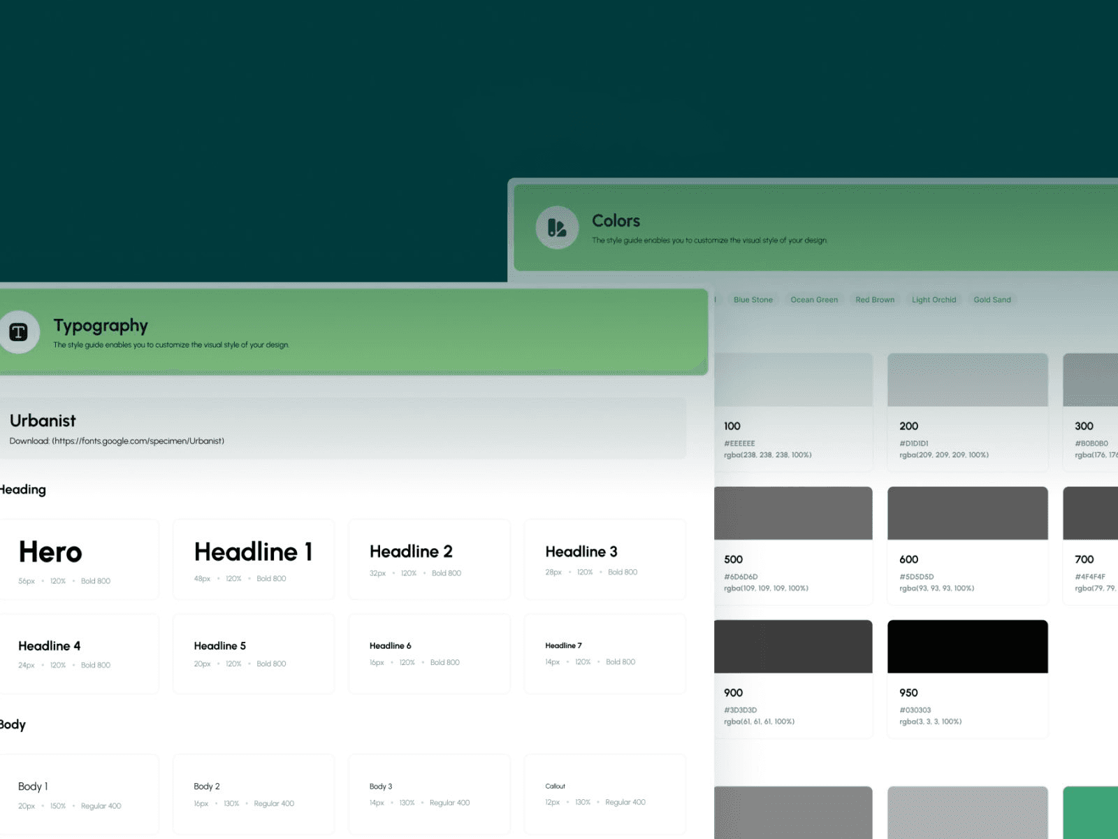 design system image with buttons in it