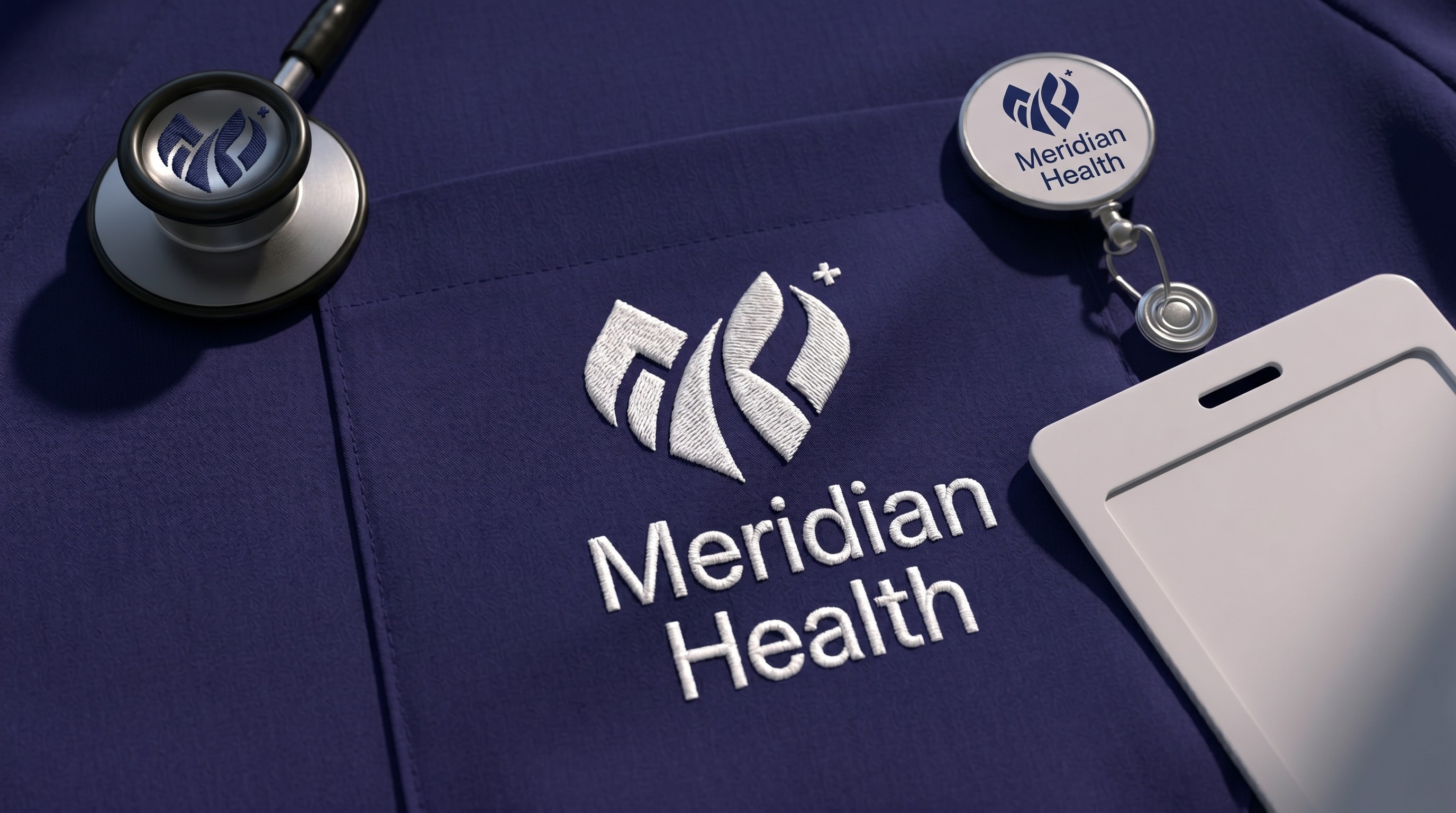 embroidery of meridian health logo