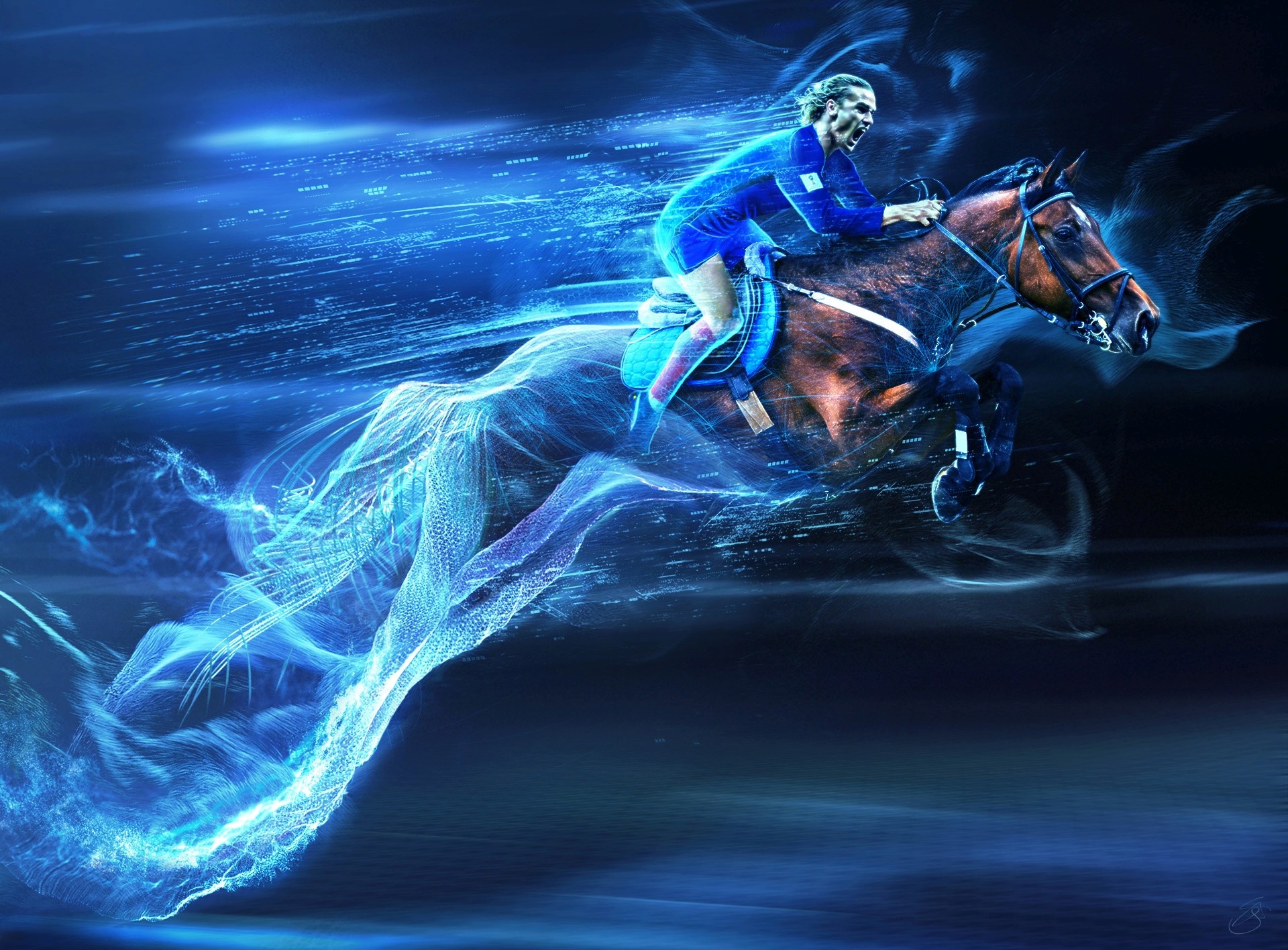 Concept Design of Griezmann riding a digital horse