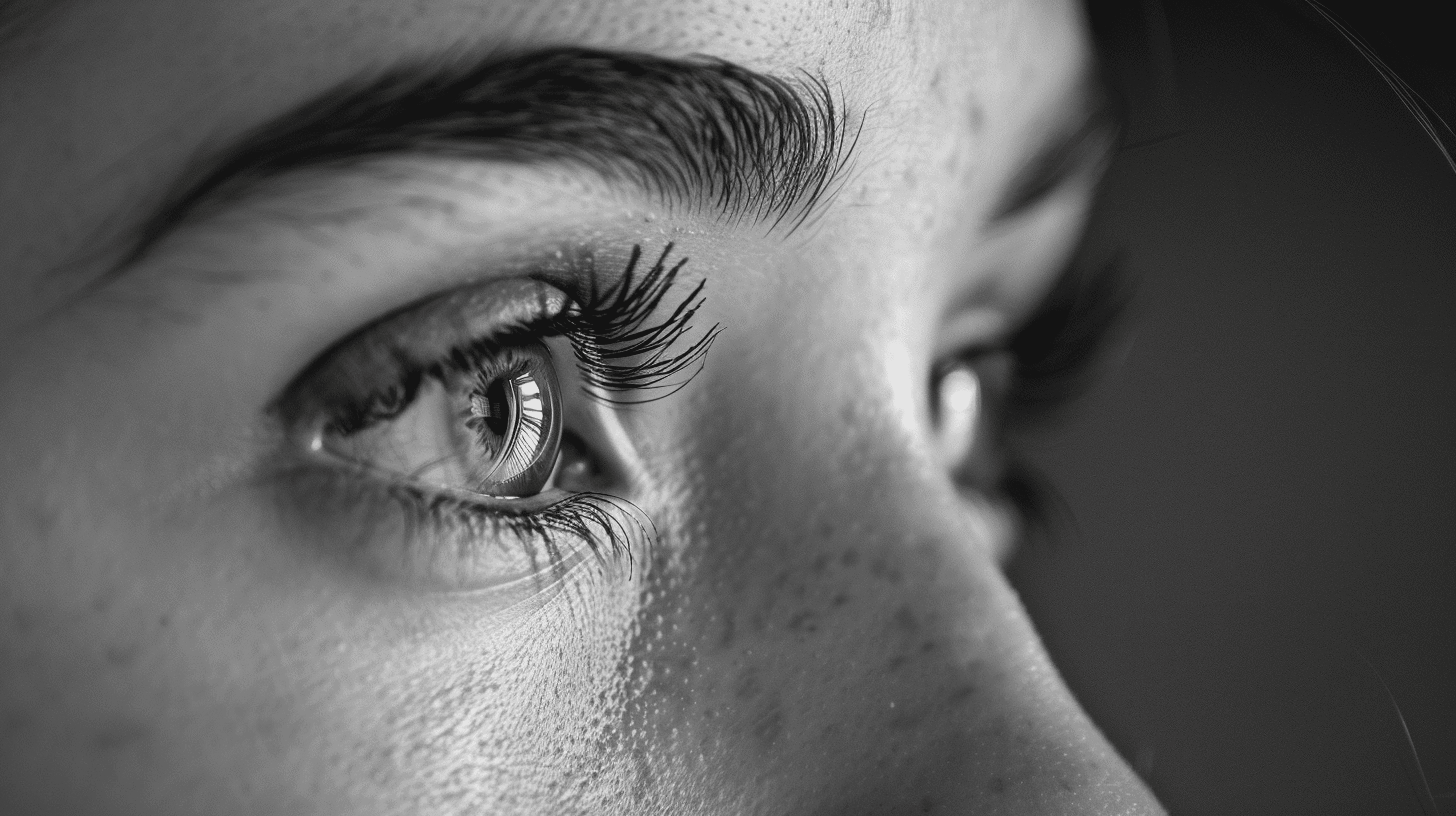 close-up of eyes modeling the lenses