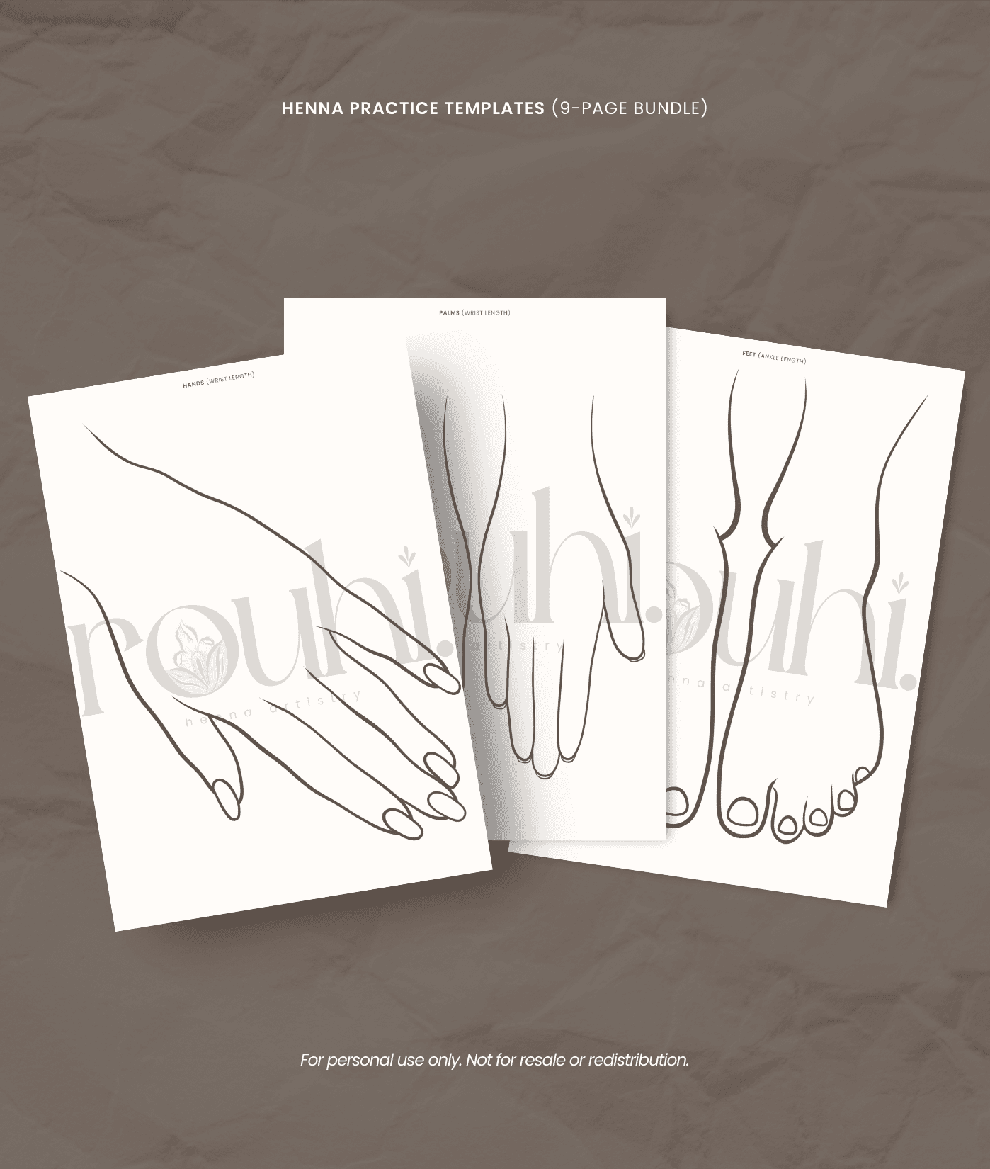 Henna practice templates by Rouhihenna in Singapore.