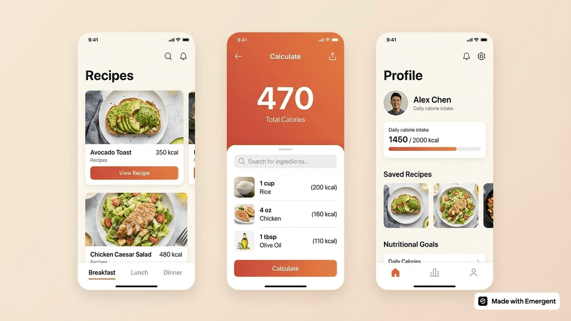 Recipe Calorie Calculator App Made with Emergent