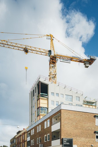 a crane on top of a building