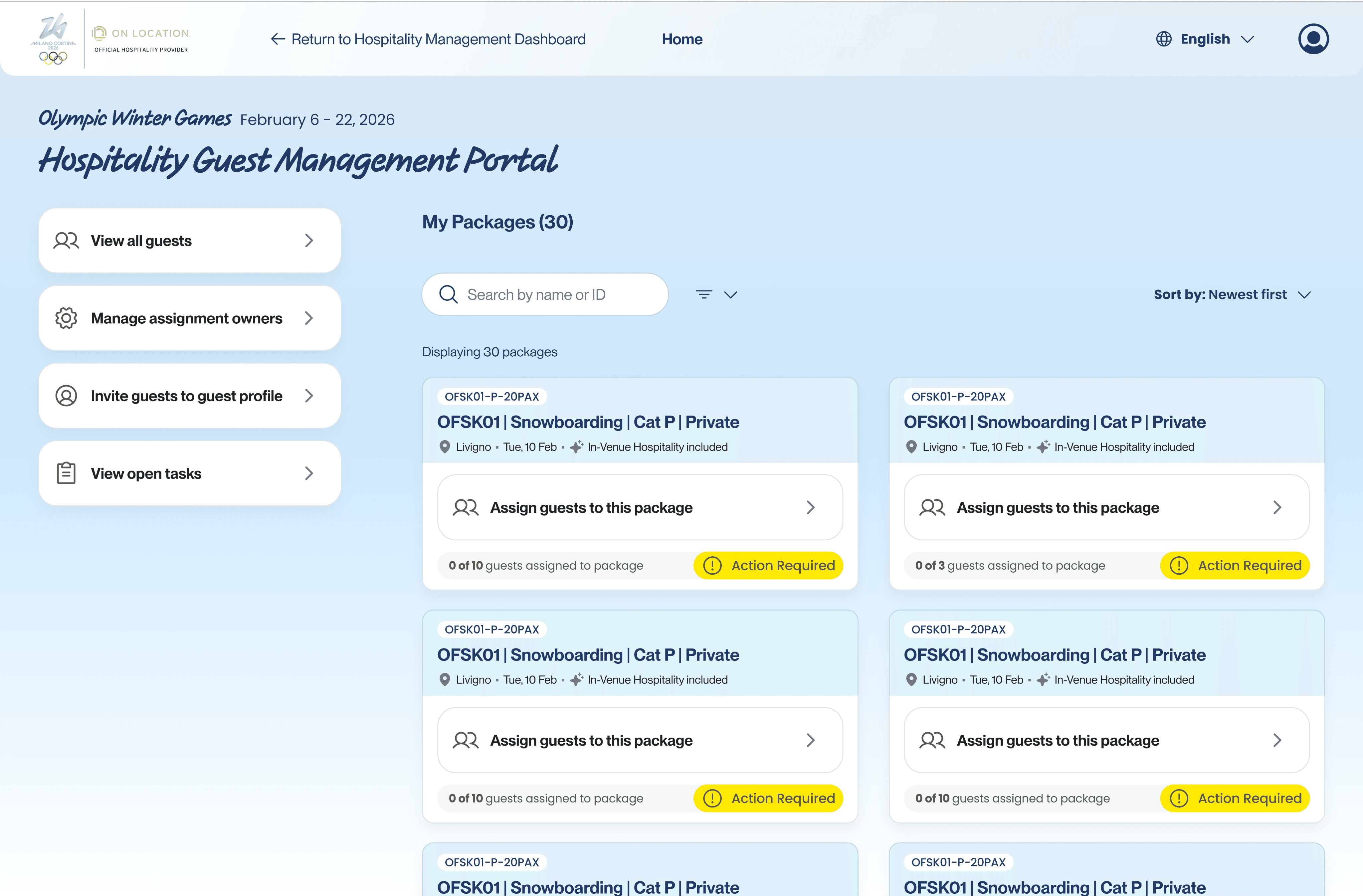 Early exploration of Guest Management homepage