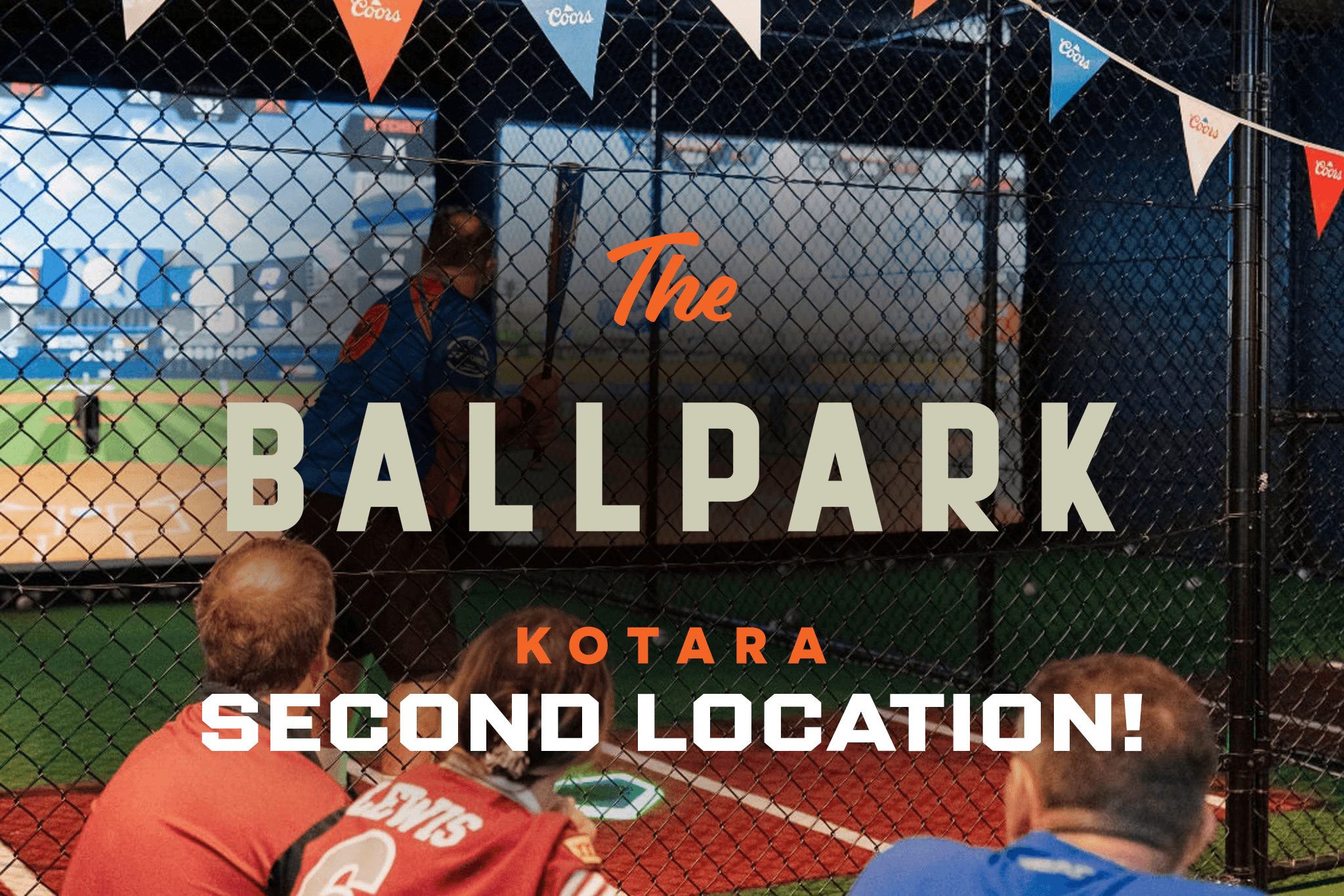 HitTrax Suite batting cage at Kotara with netted hitting lane, turf floor, and simulator screen.