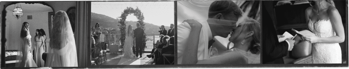 Film strip of wedding moments captured by wedding photographer in south florida.