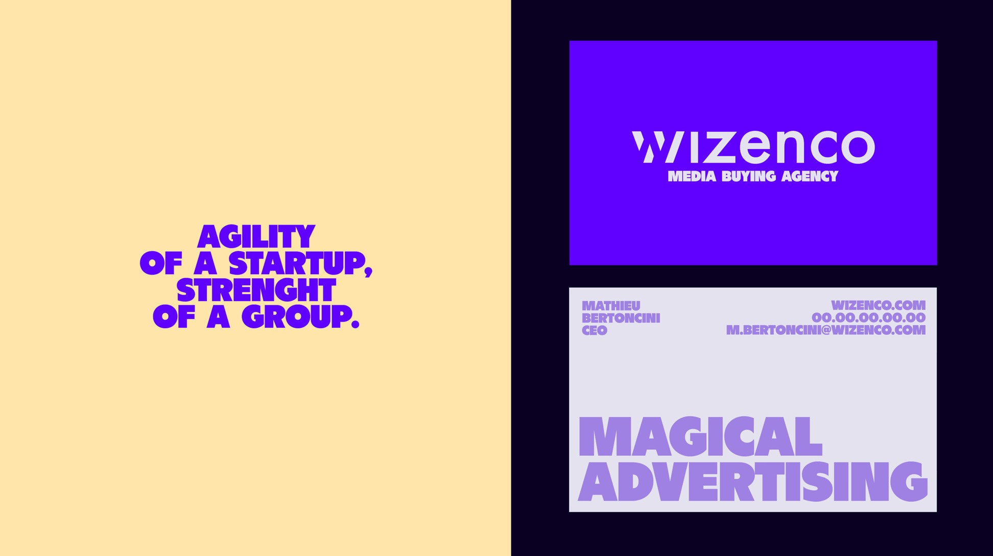 Agility of a startup, strenght of a group. + carte de visite.