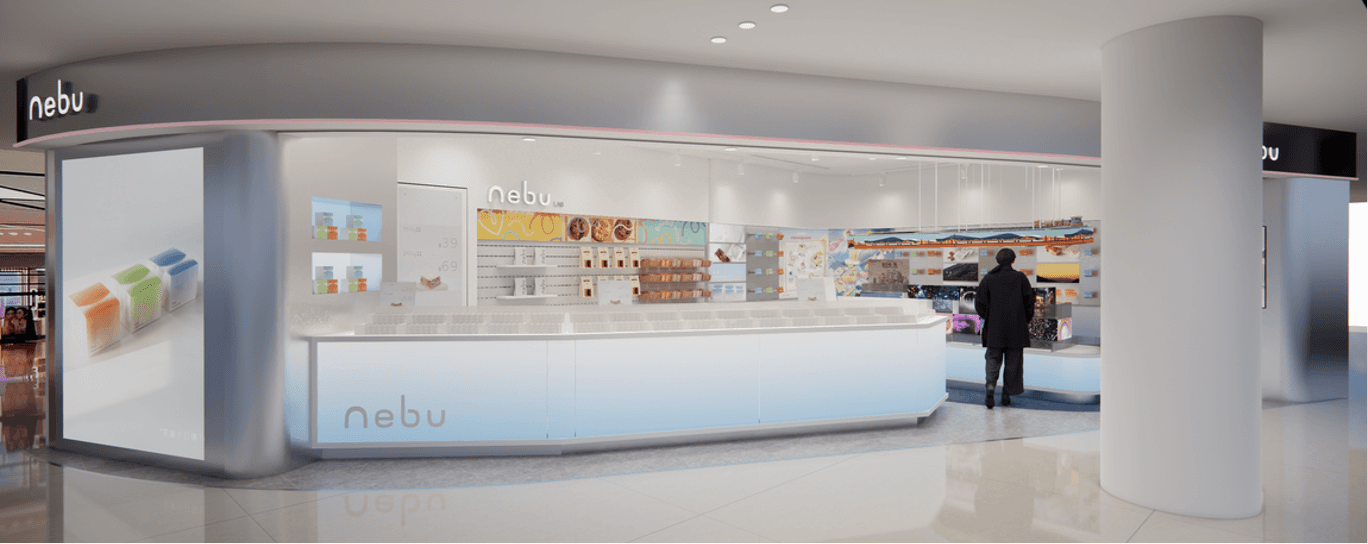 nebu店舖弧形櫃檯與產品陳列區