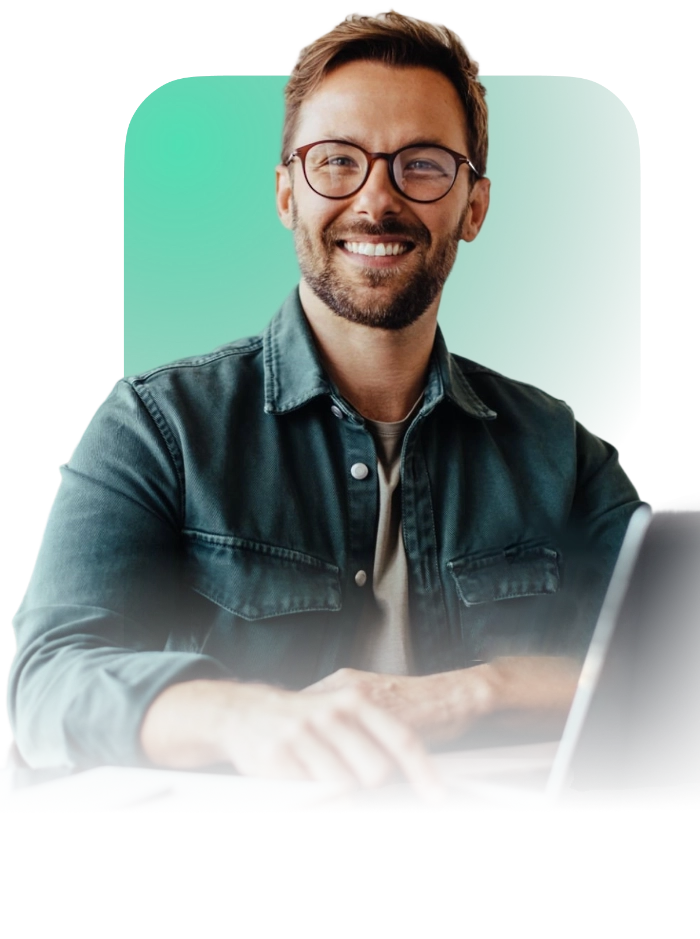 man on computer