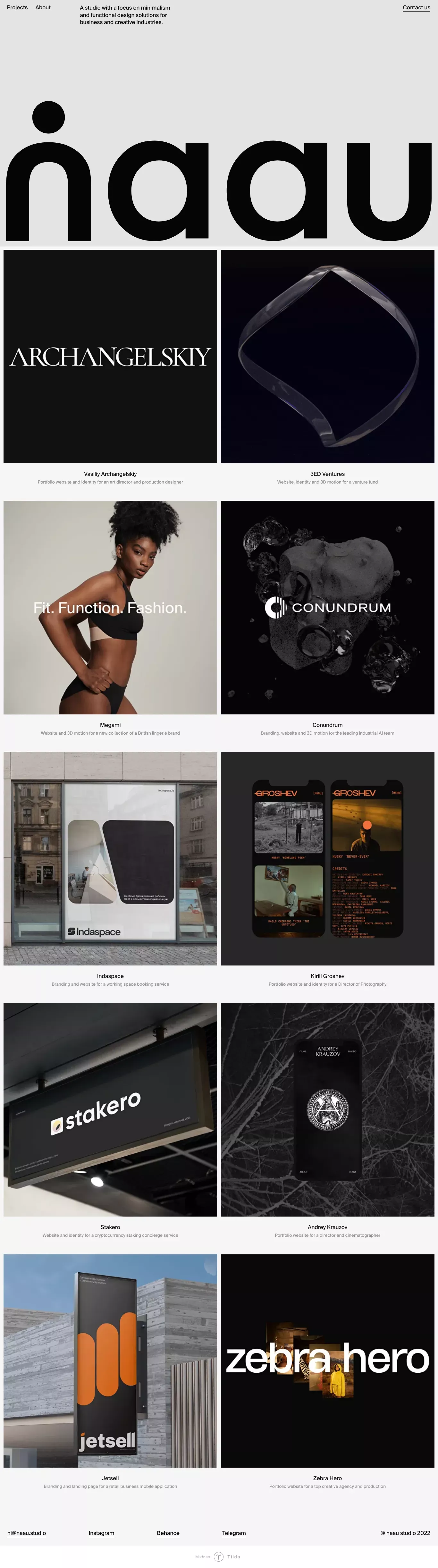 naau portfolio page screenshot showcasing Design and Tech design