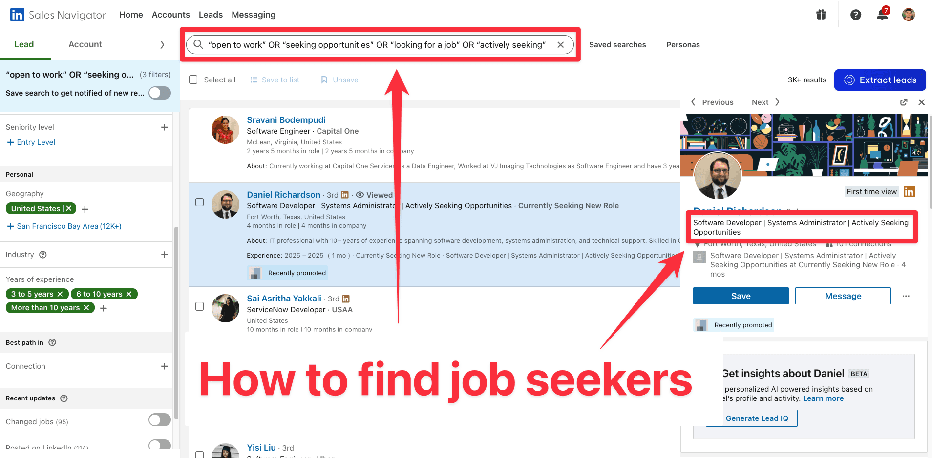 How to find job seekers on Sales Navigator
