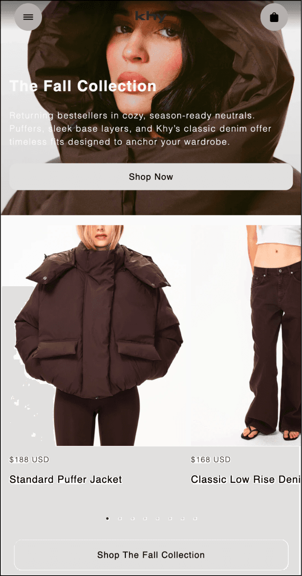 Mobile capsule collection page supporting drop merchandising