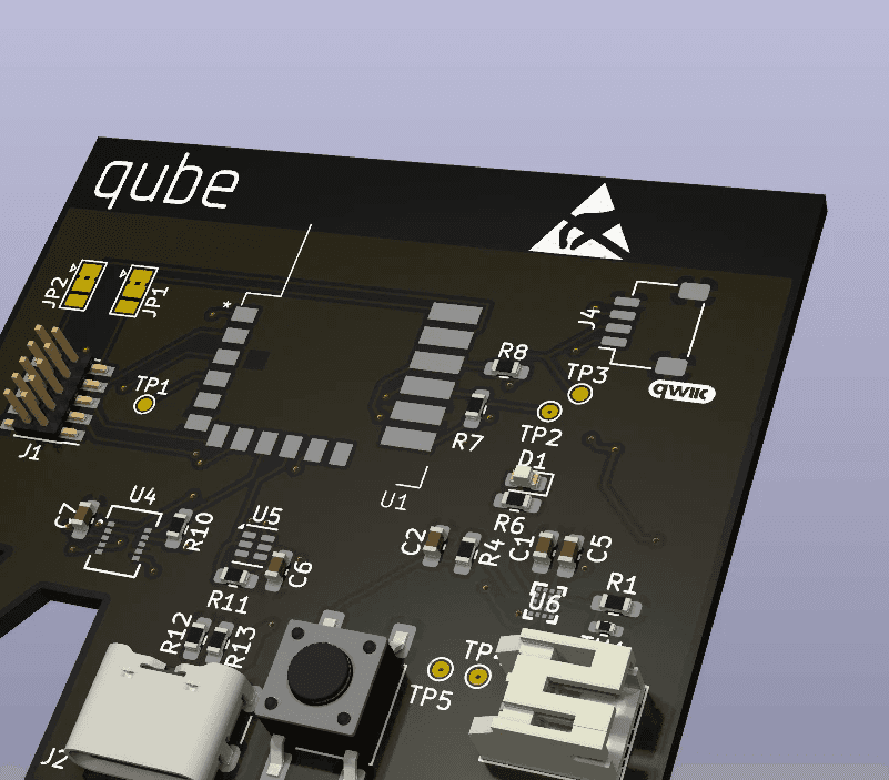 A high quality rendering of a printed circuit board