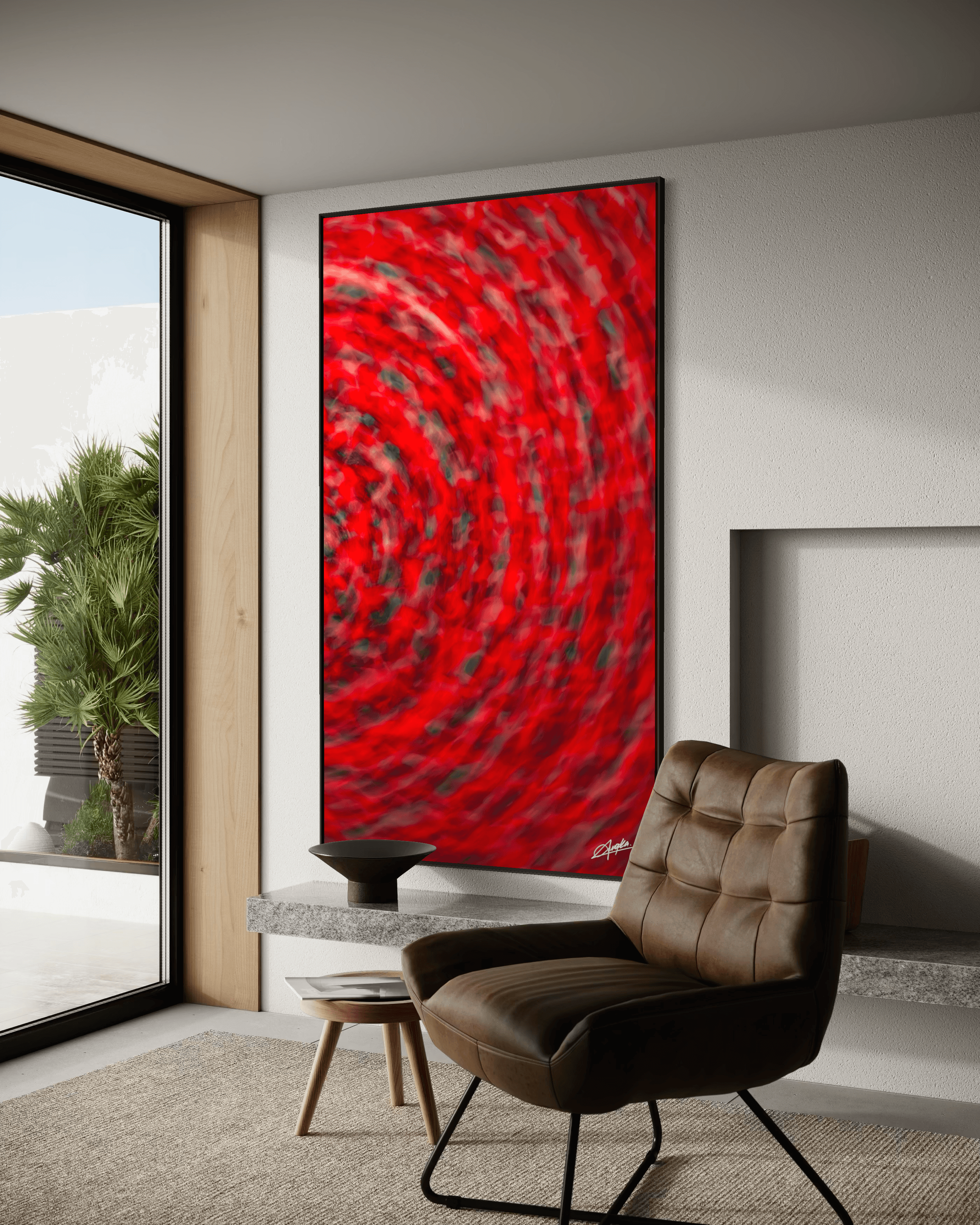 Painting brushes on a table