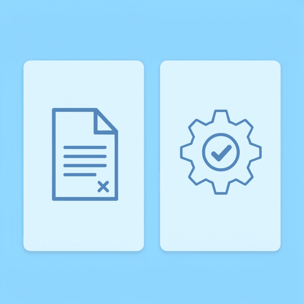 Comparison showing manual line-by-line reading and copying (left) versus automated AI extraction (right)