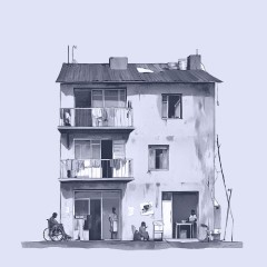 Portada de El nuevo rostro de la pobreza en Chile: sobre las recomendaciones metodológicas para medirla, apunte de política pública de IdeaPaís, mostrando una ilustración de un edifcio habitacional deteriorado.