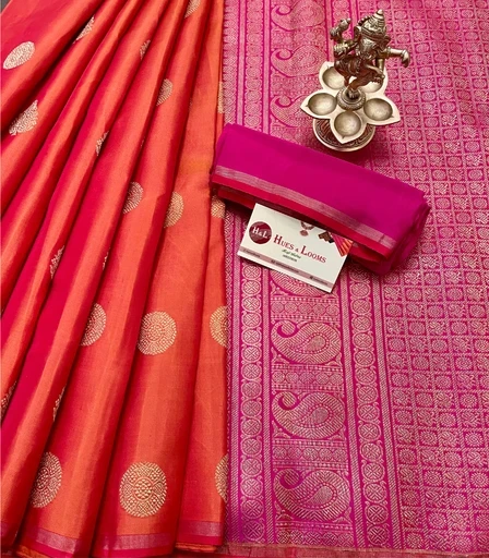 Rust Orange Kanchivaram Silk Saree