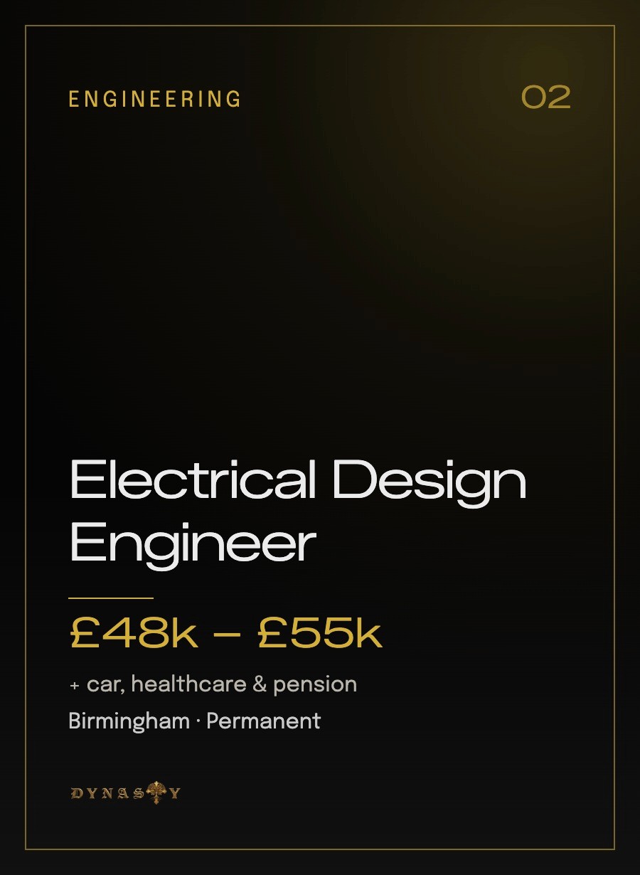 Electrical Design Engineer, Birmingham, permanent, £48k to £55k plus car, healthcare and pension