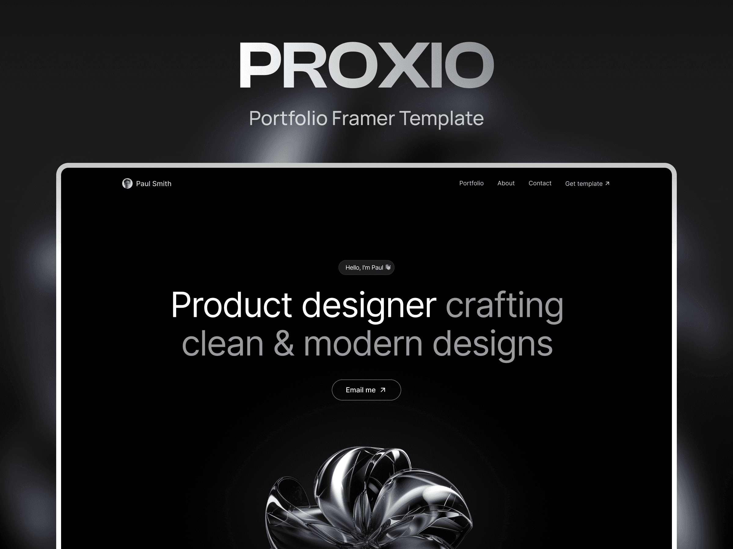 Proxio — portfolio website template for UX/UI designers hero