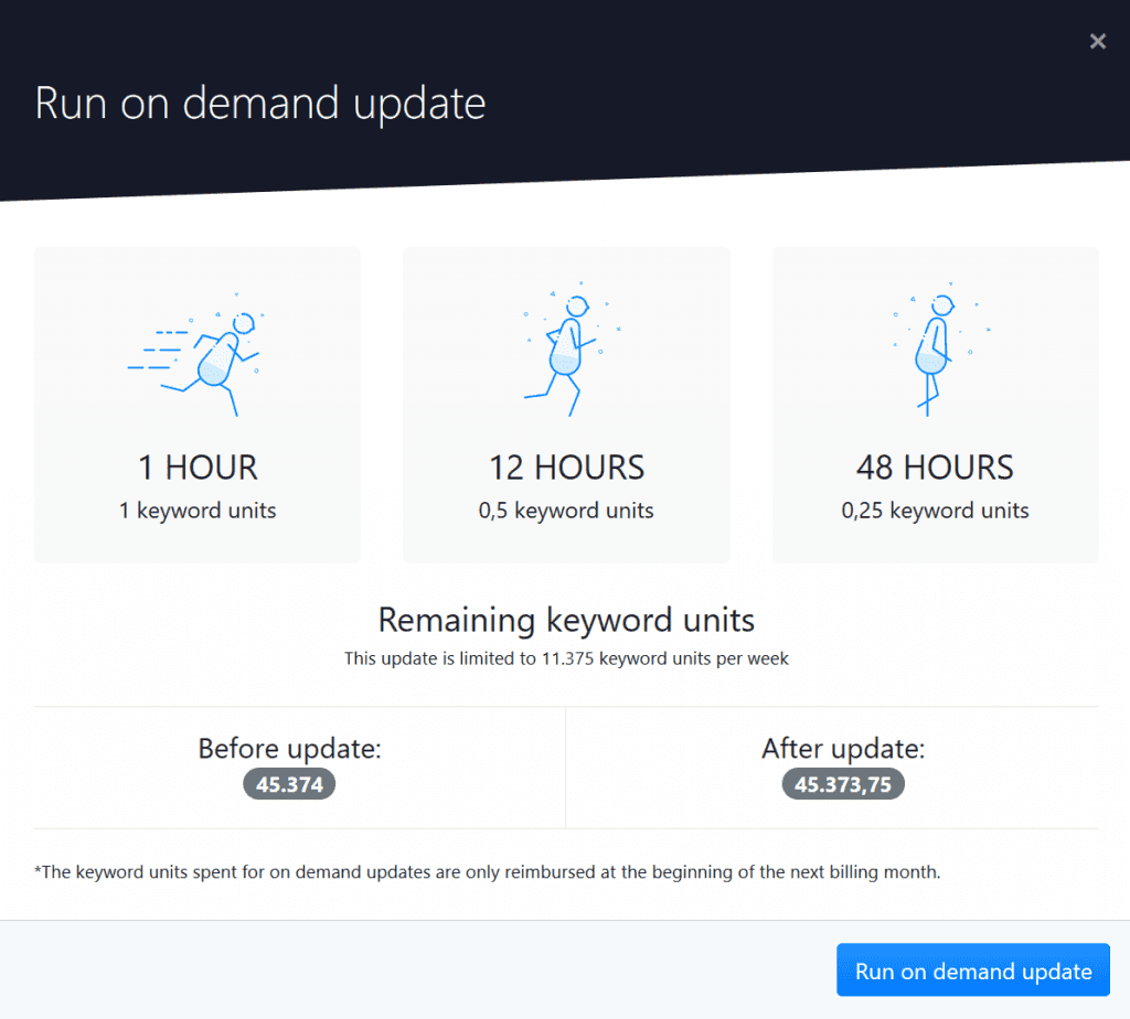 advanced web ranking, on demand update 