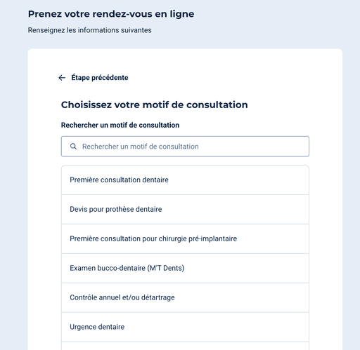 Choisir son type de rdv