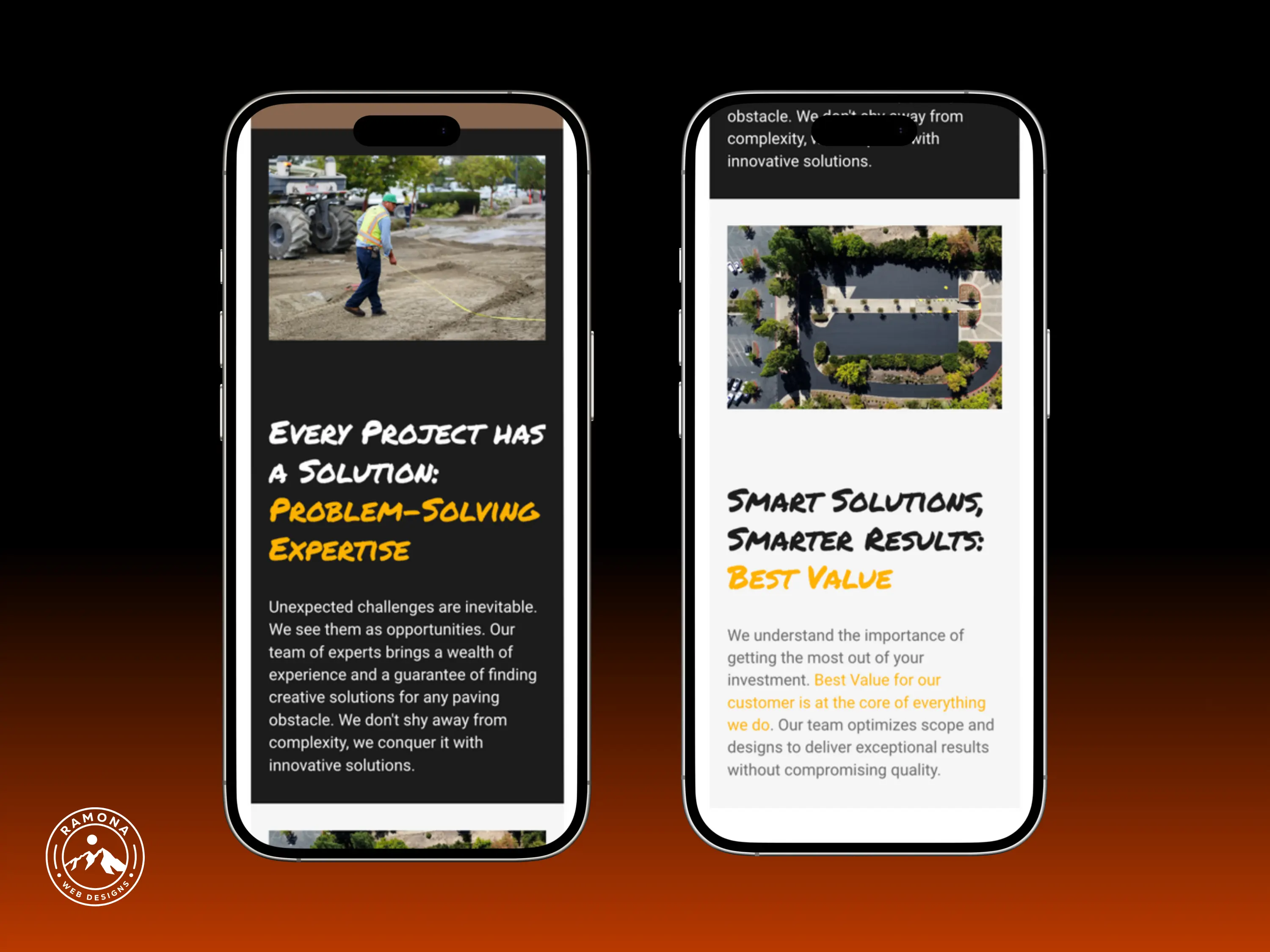 Responsive mobile phone website of PaveMasters