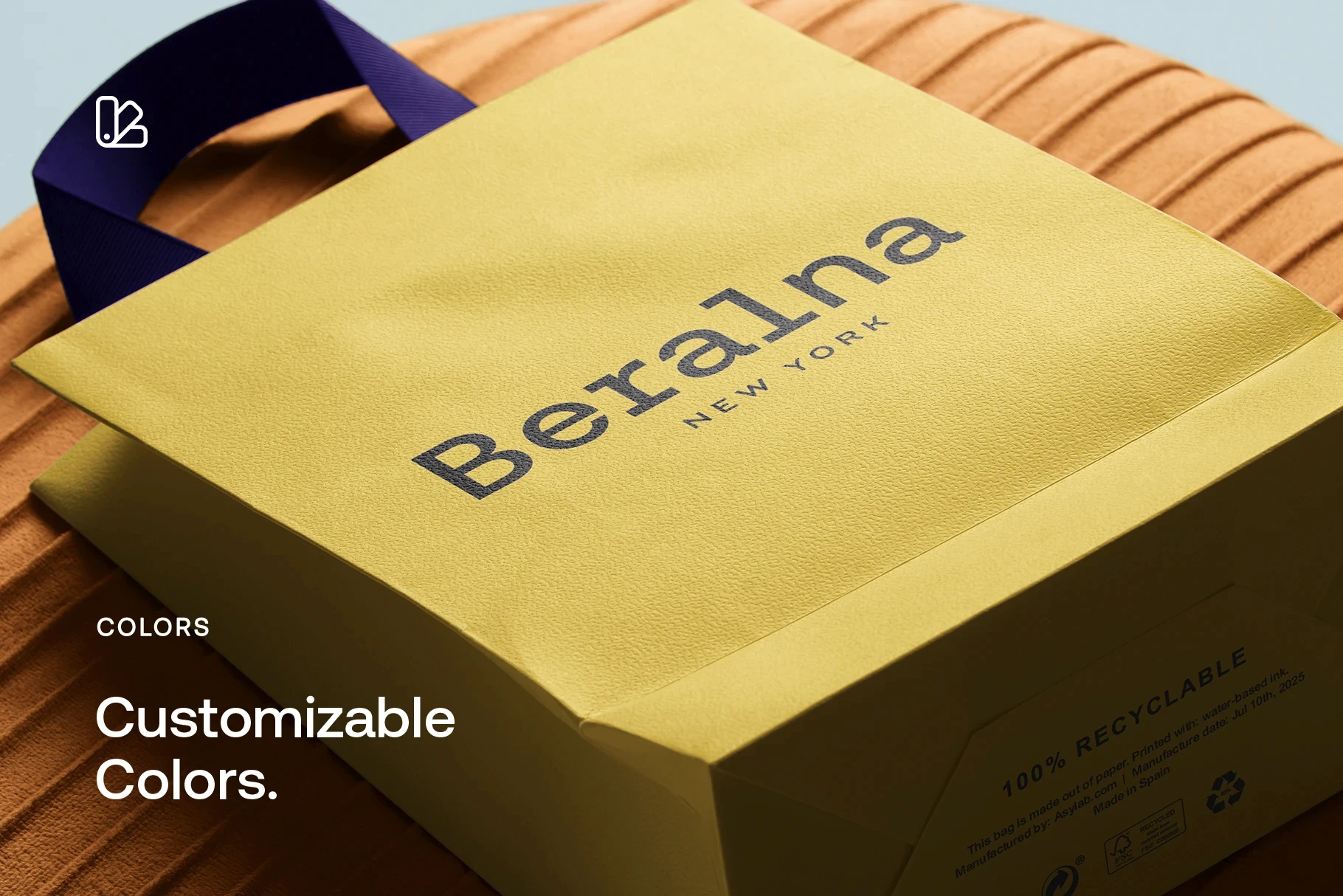 Customizable shopping bag packaging mockup with modern brand design.