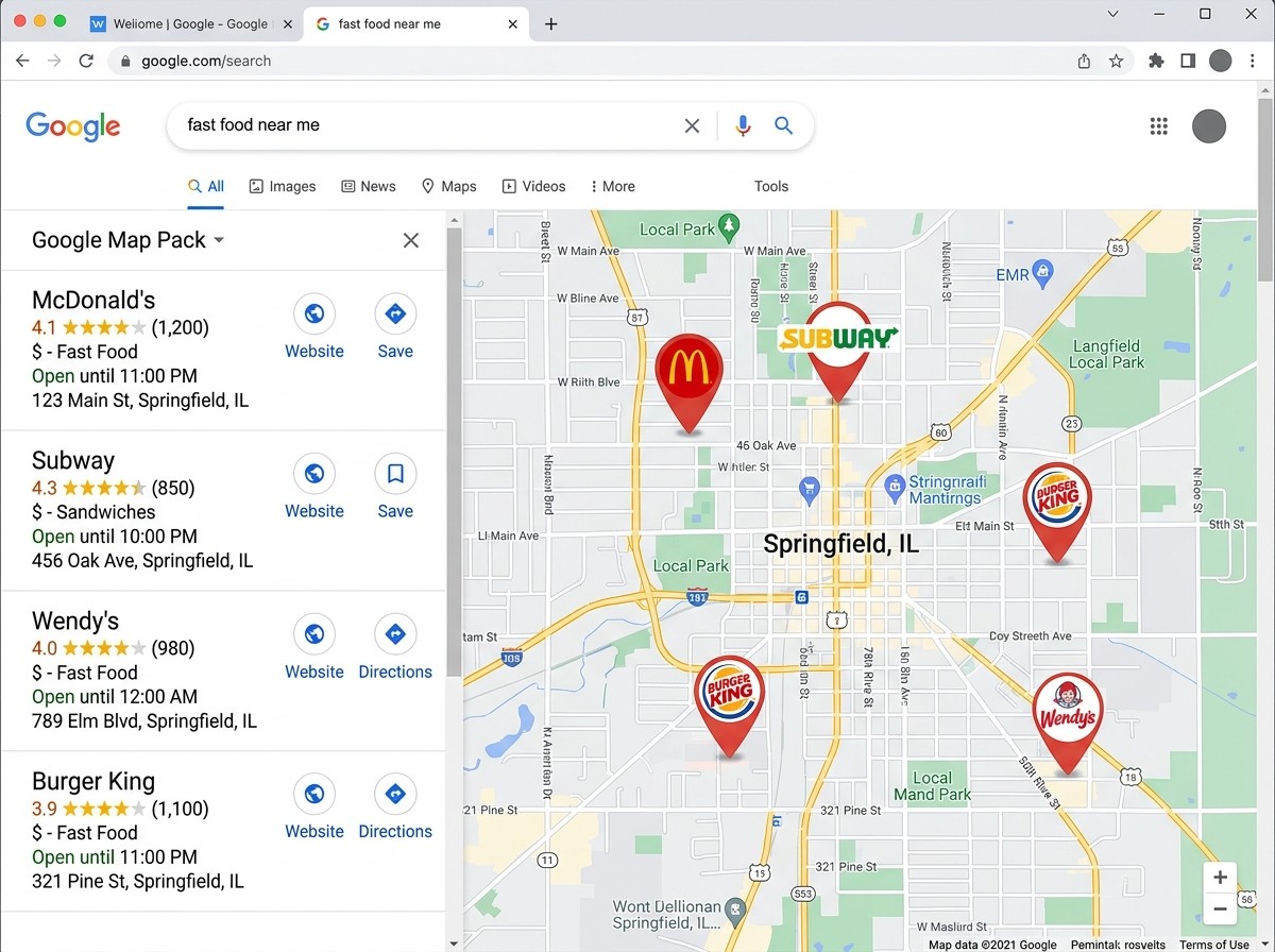 Google Map Pack showing local franchise results - Local SEO for franchises