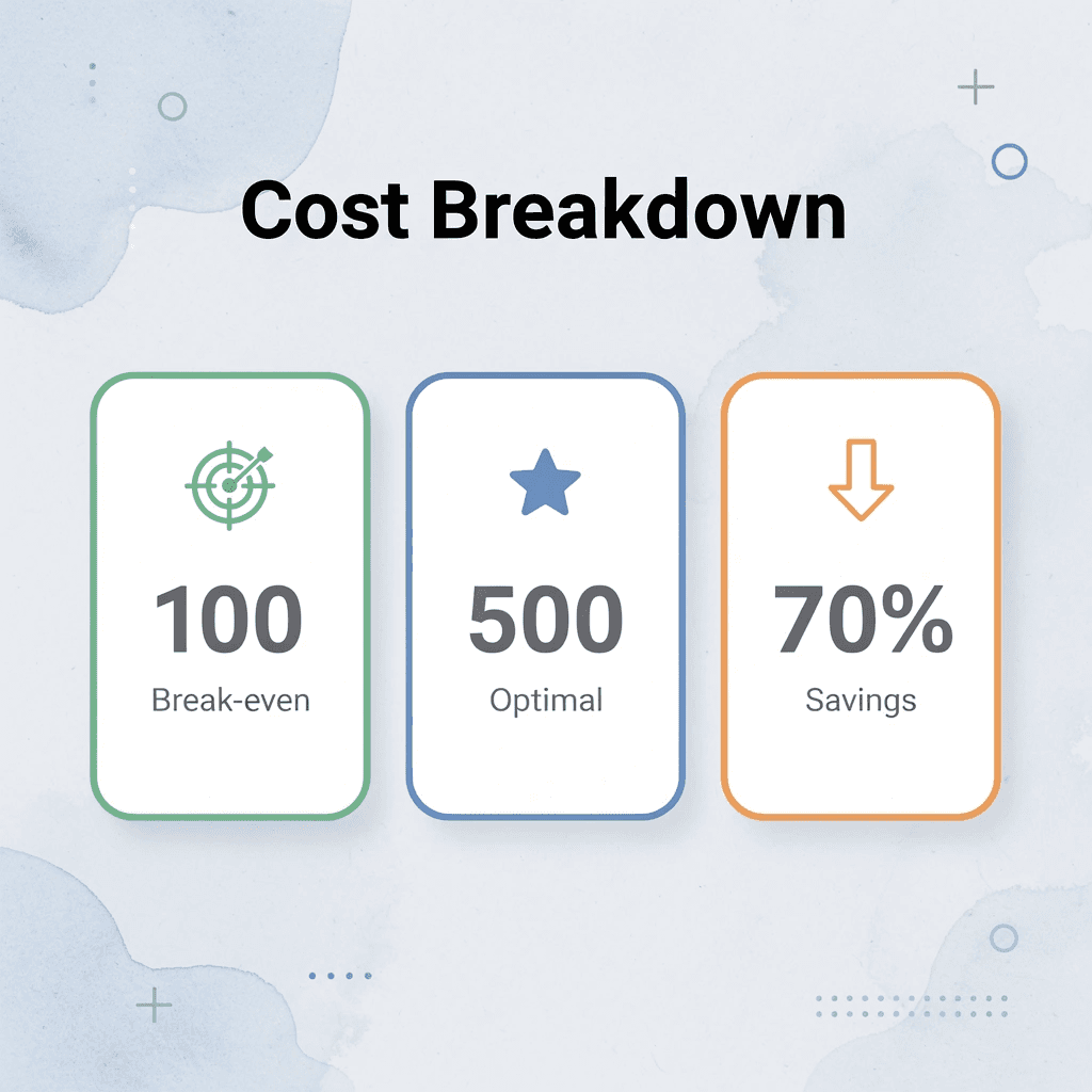 Cost breakdown statistics for simulated process printing orders