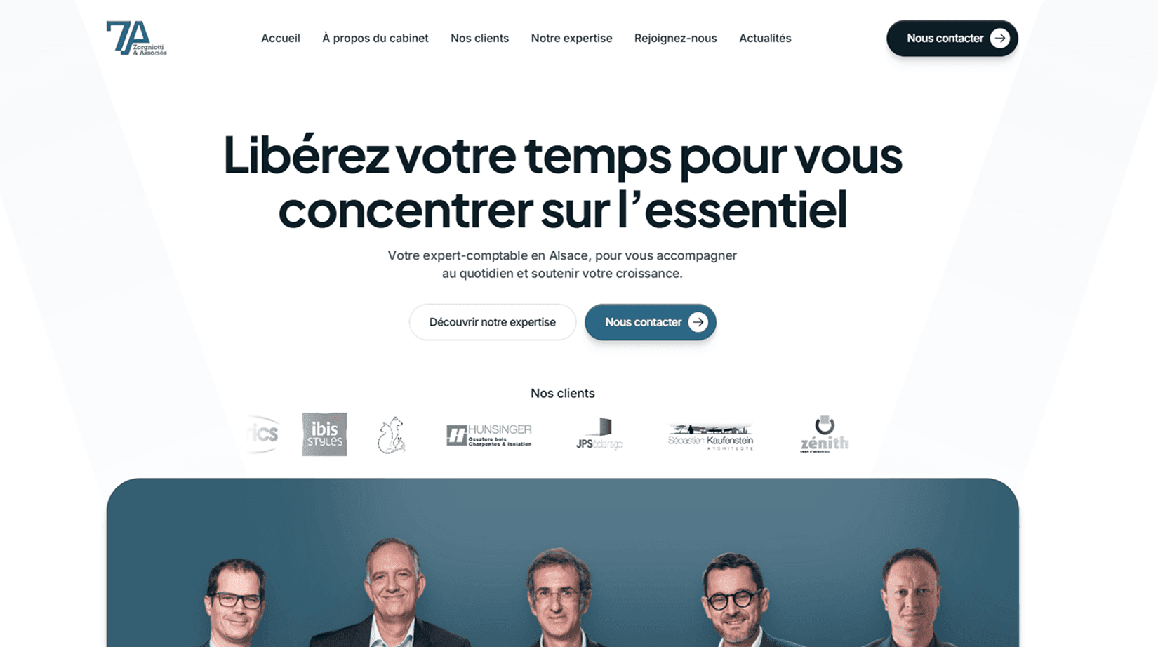 Hero section du site du cabinet Zorgniotti